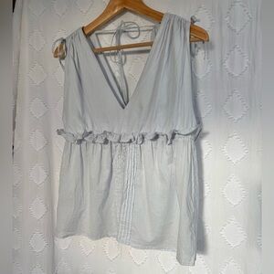 Light Blue Women's Ruffle Tank Top